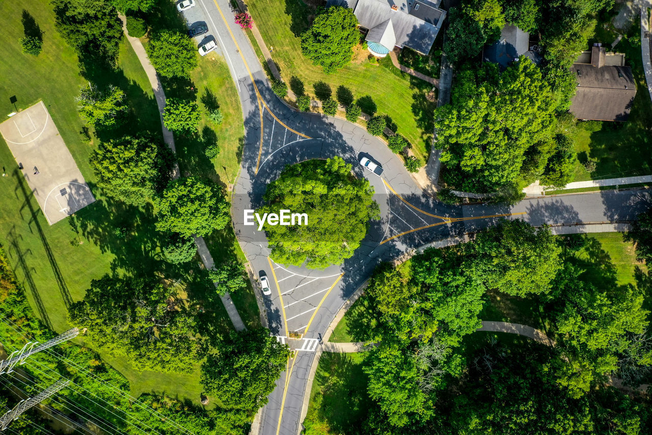 Aerial above traffic circle