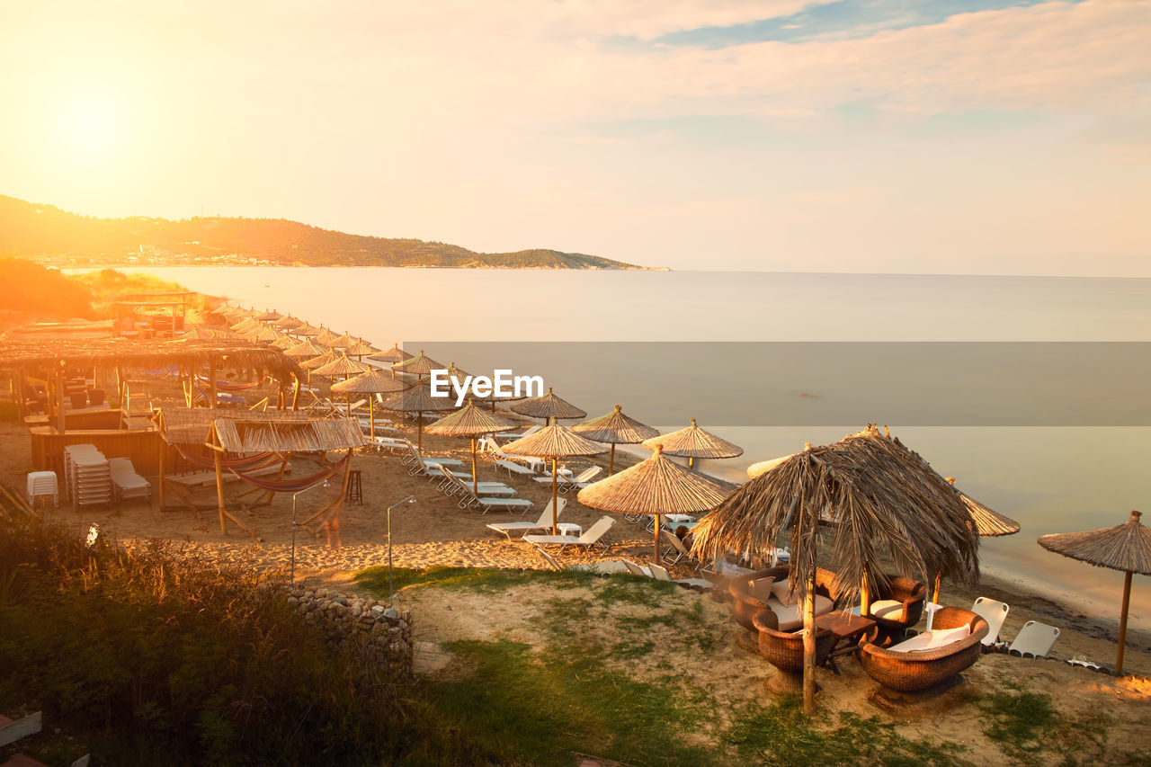 Panoramic view of sea against sky during sunset