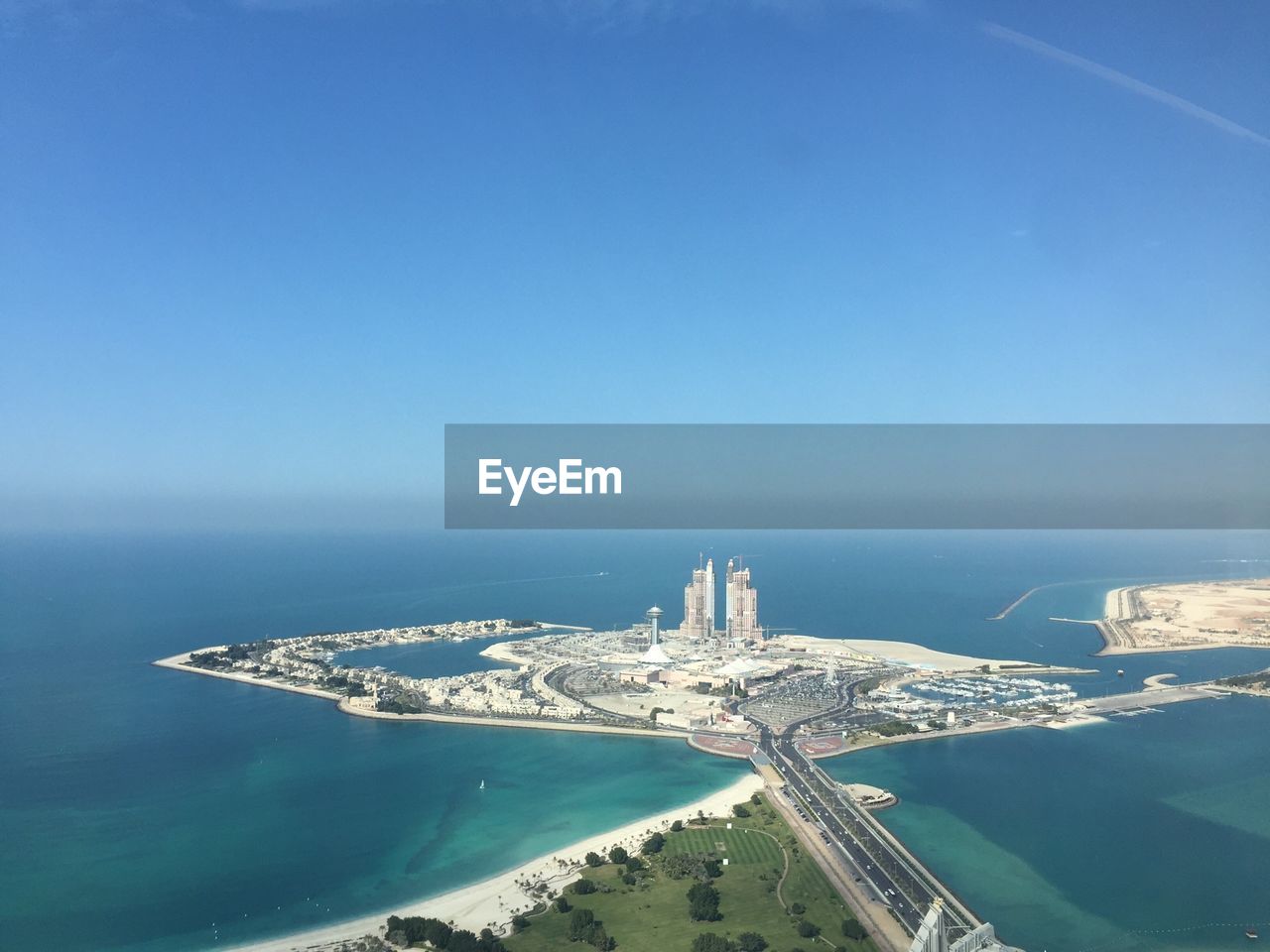 Aerial view of island against sky