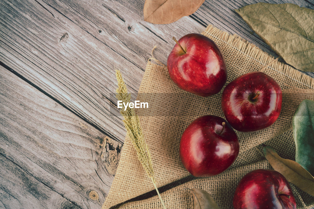 Directly above shot of apples on table