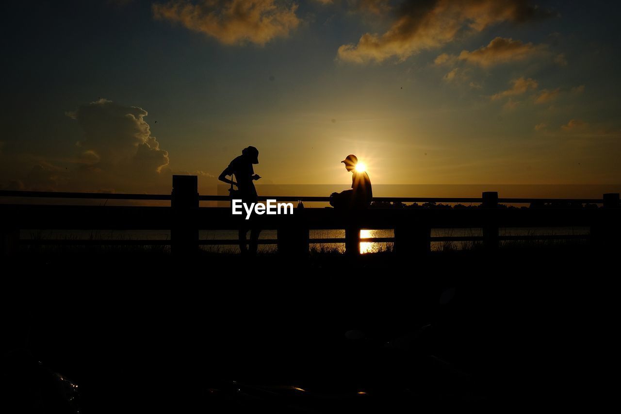 Silhouette people against sky during sunset