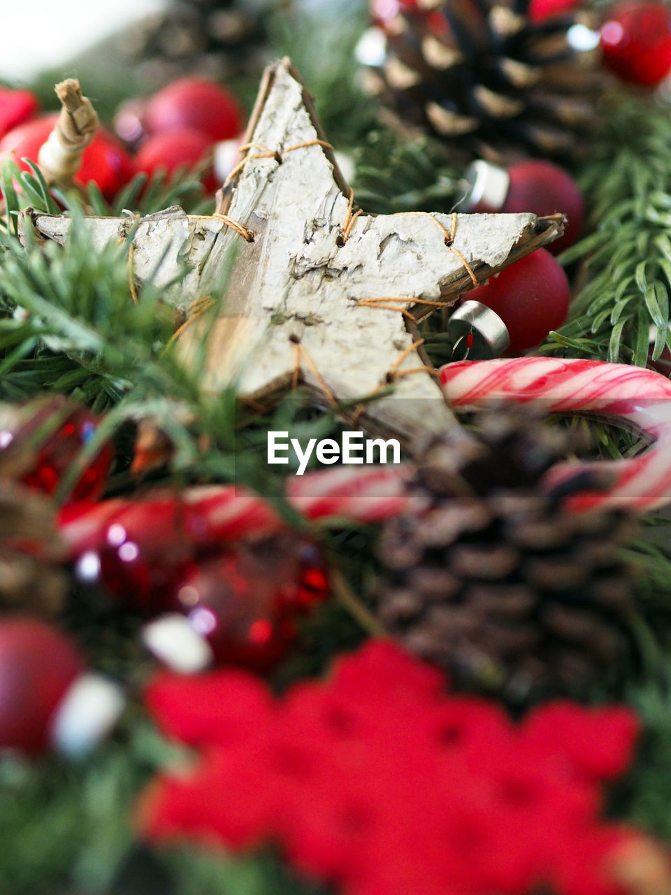 Close-up of decoration on christmas tree