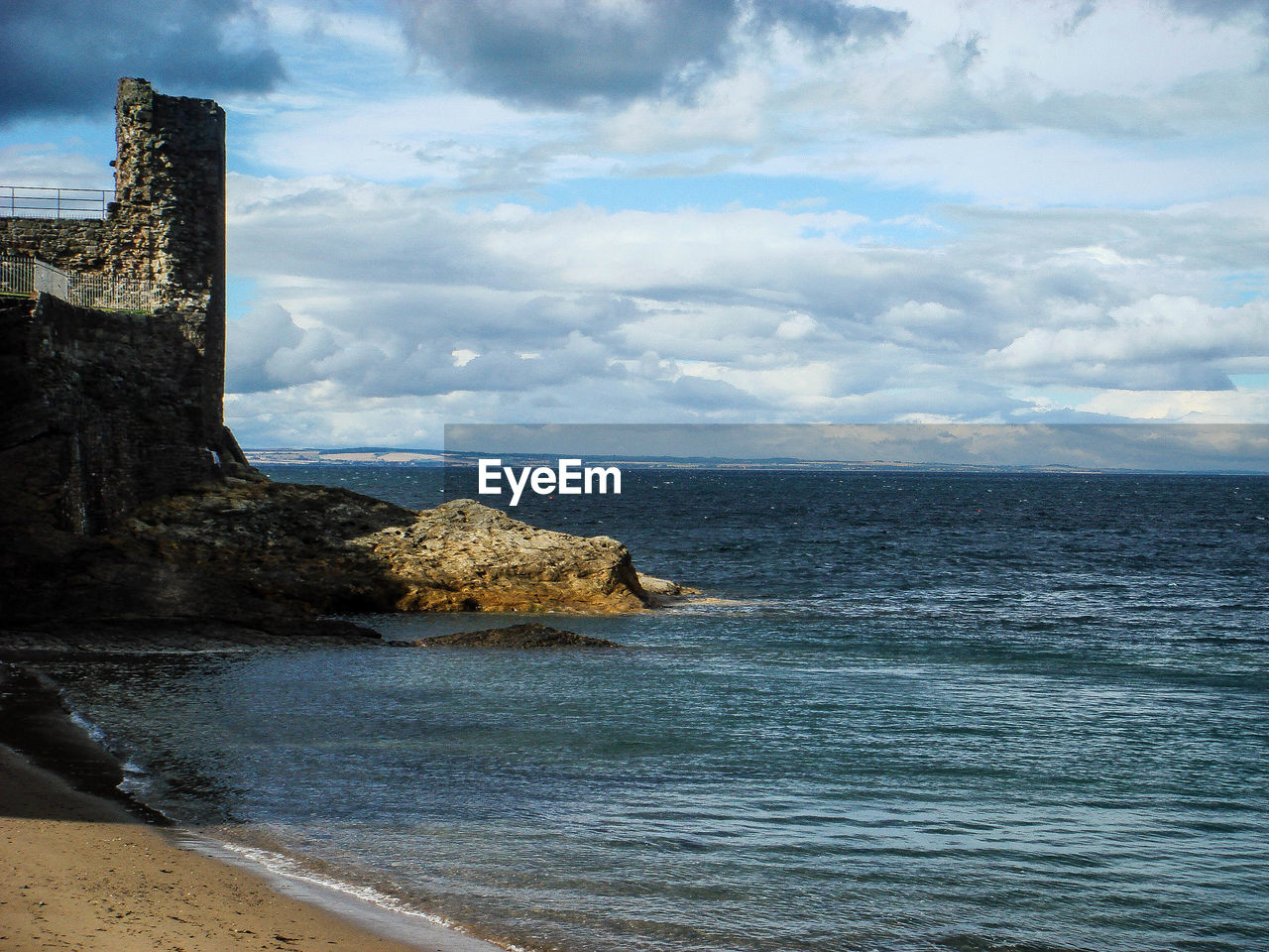 Scenic view of sea against cloudy sky