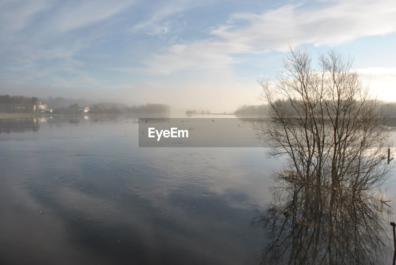 SCENIC VIEW OF LAKE BY TREES AGAINST SKY