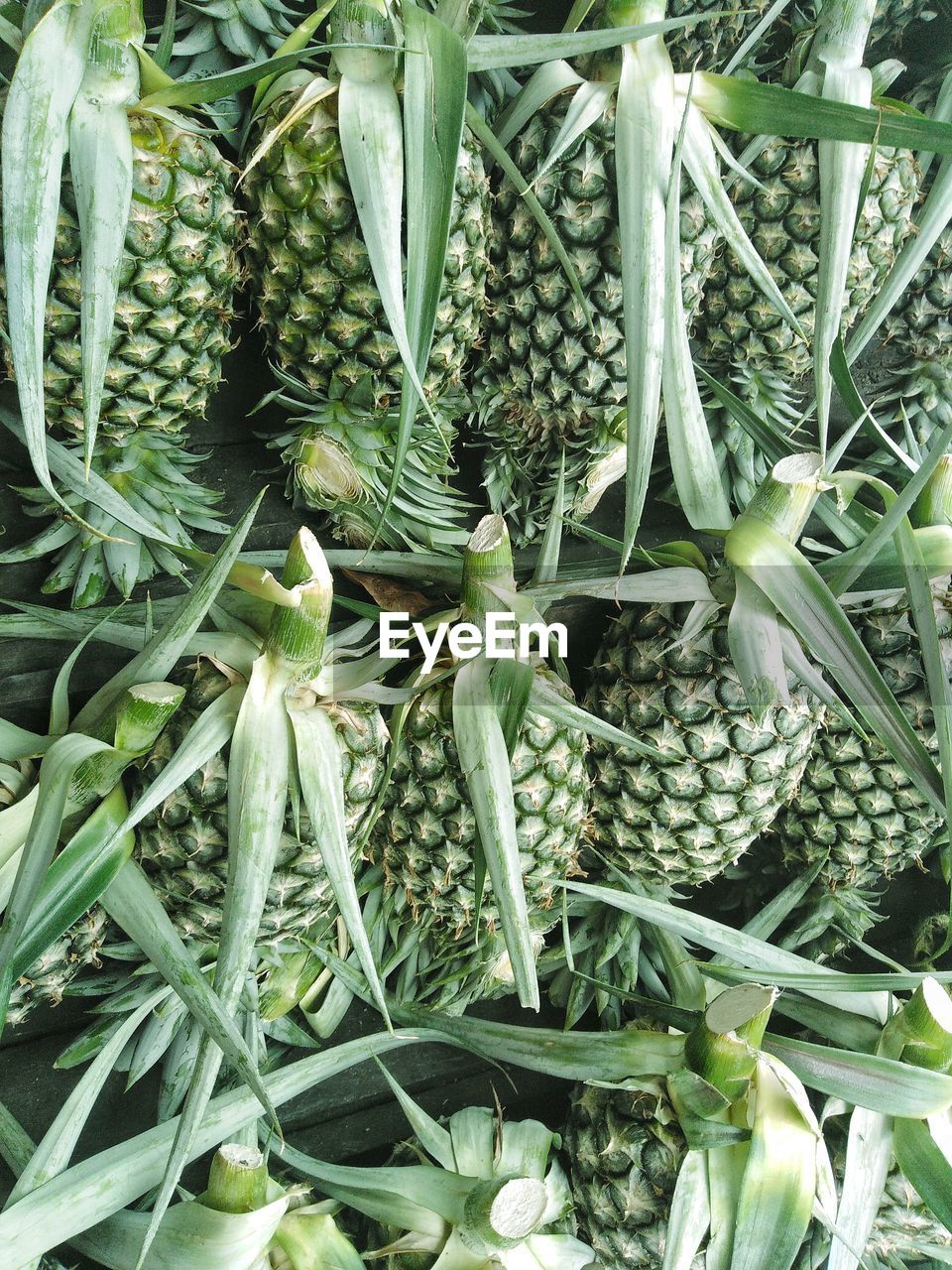 Full frame shot of pineapples for sale in market