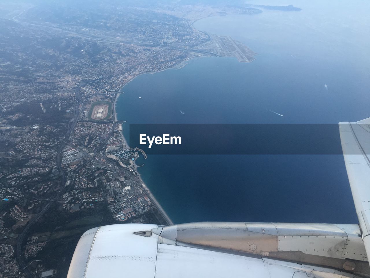 Aerial view of sea from airplane 