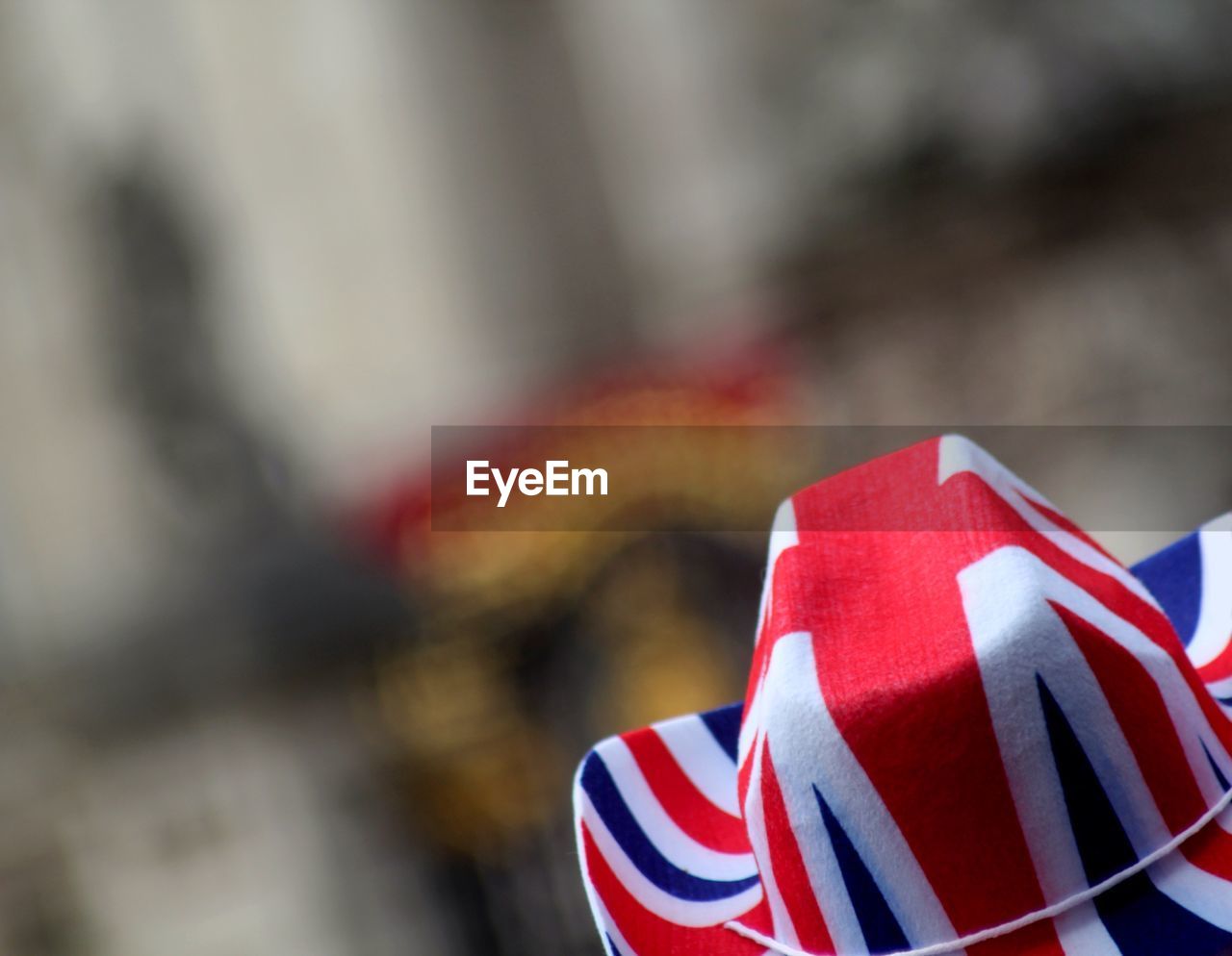 Close-up of british flag pattern on hat