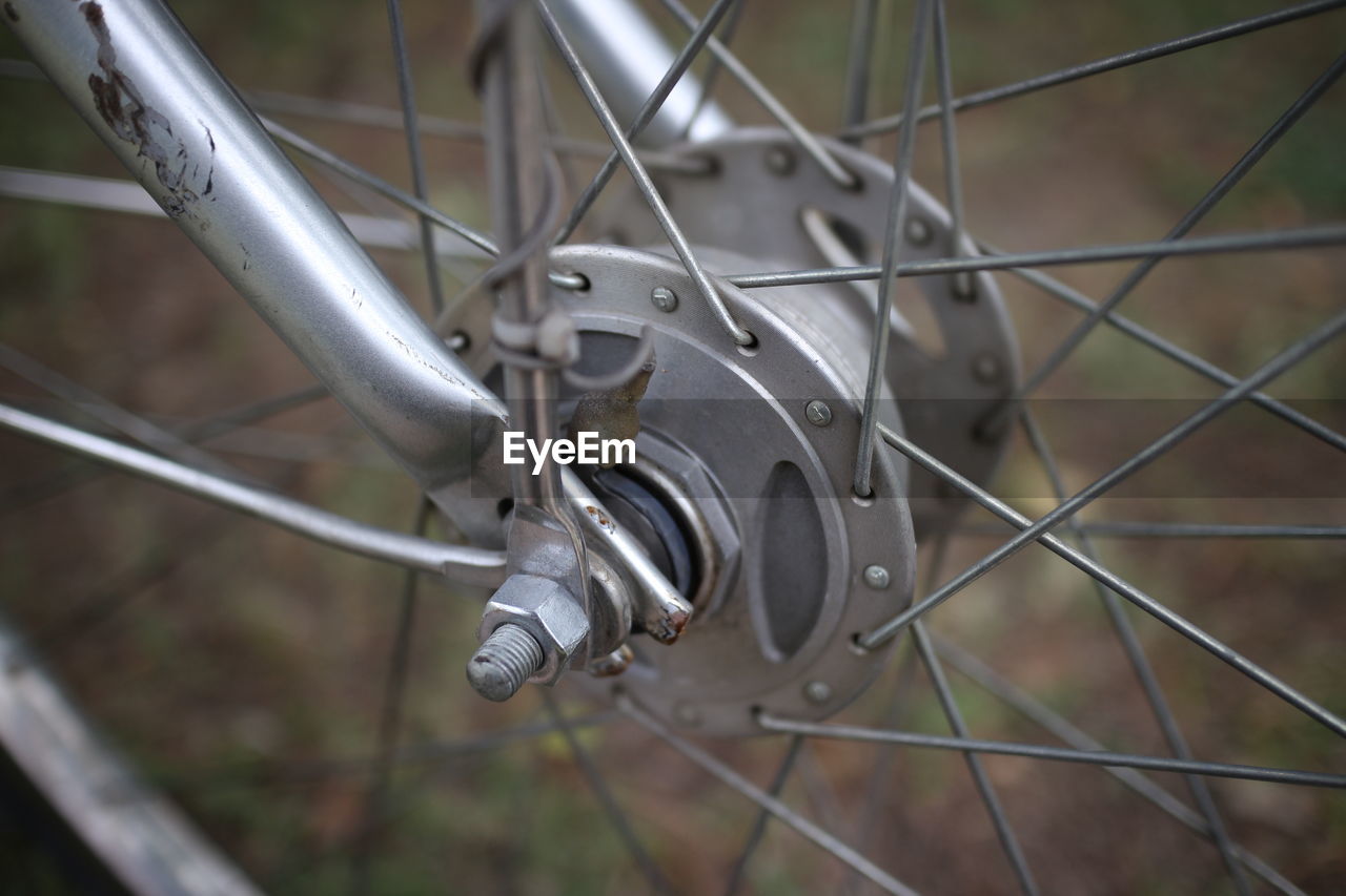 Close-up of bicycle wheel