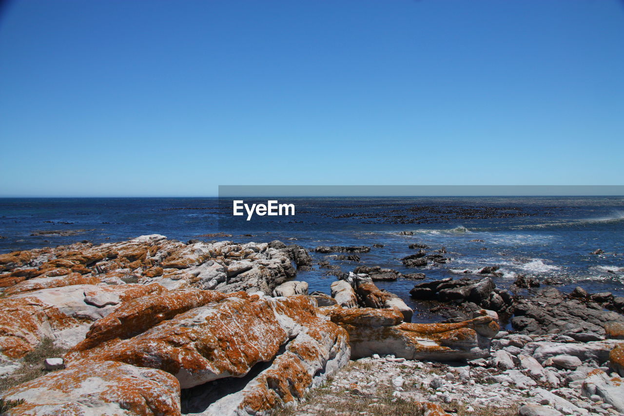 Scenic view of sea against clear sky