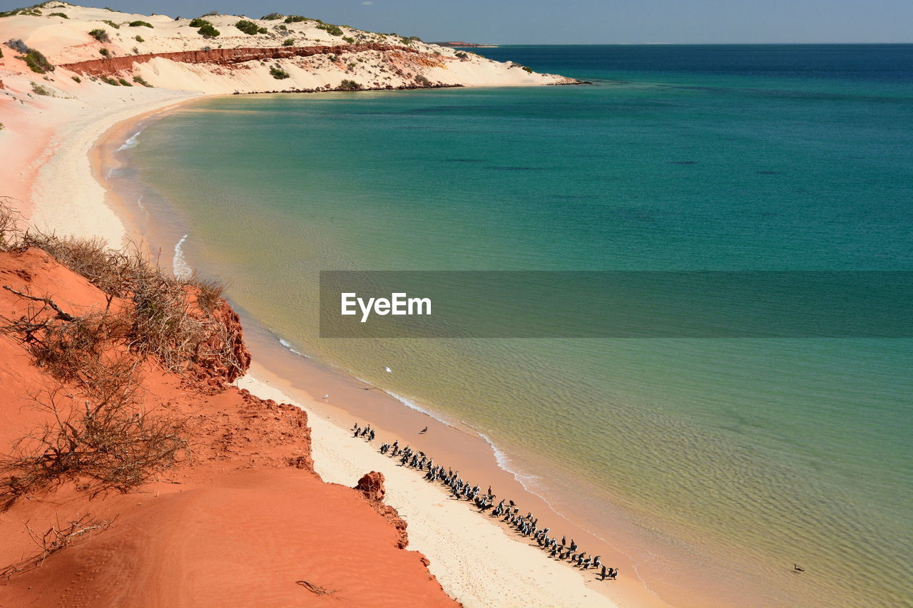 High angle view of beach against sky