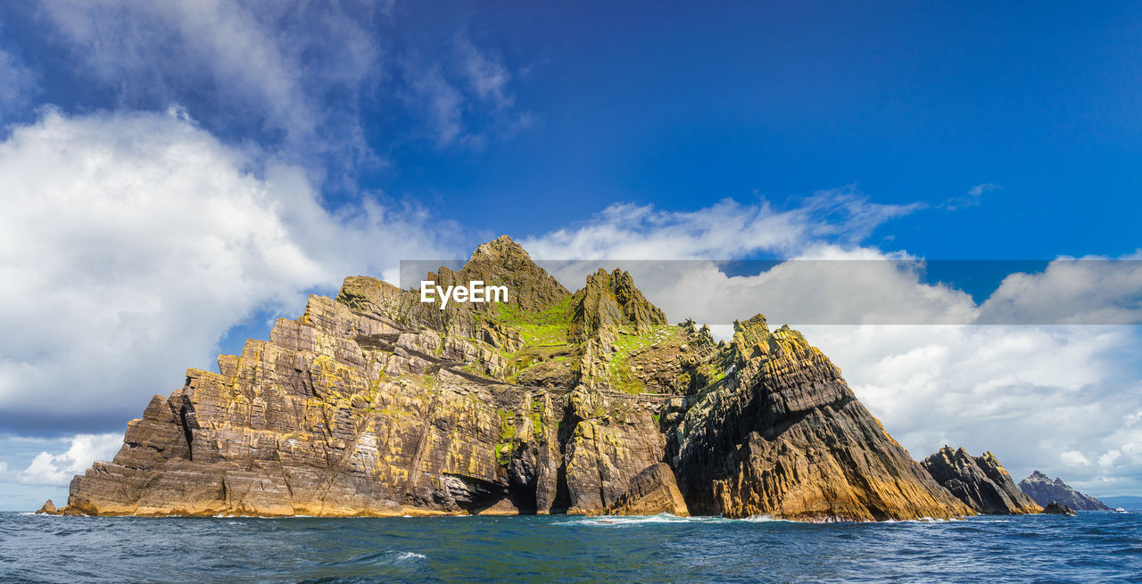 Skellig michael island with little skellig in background. star wars film location, ireland