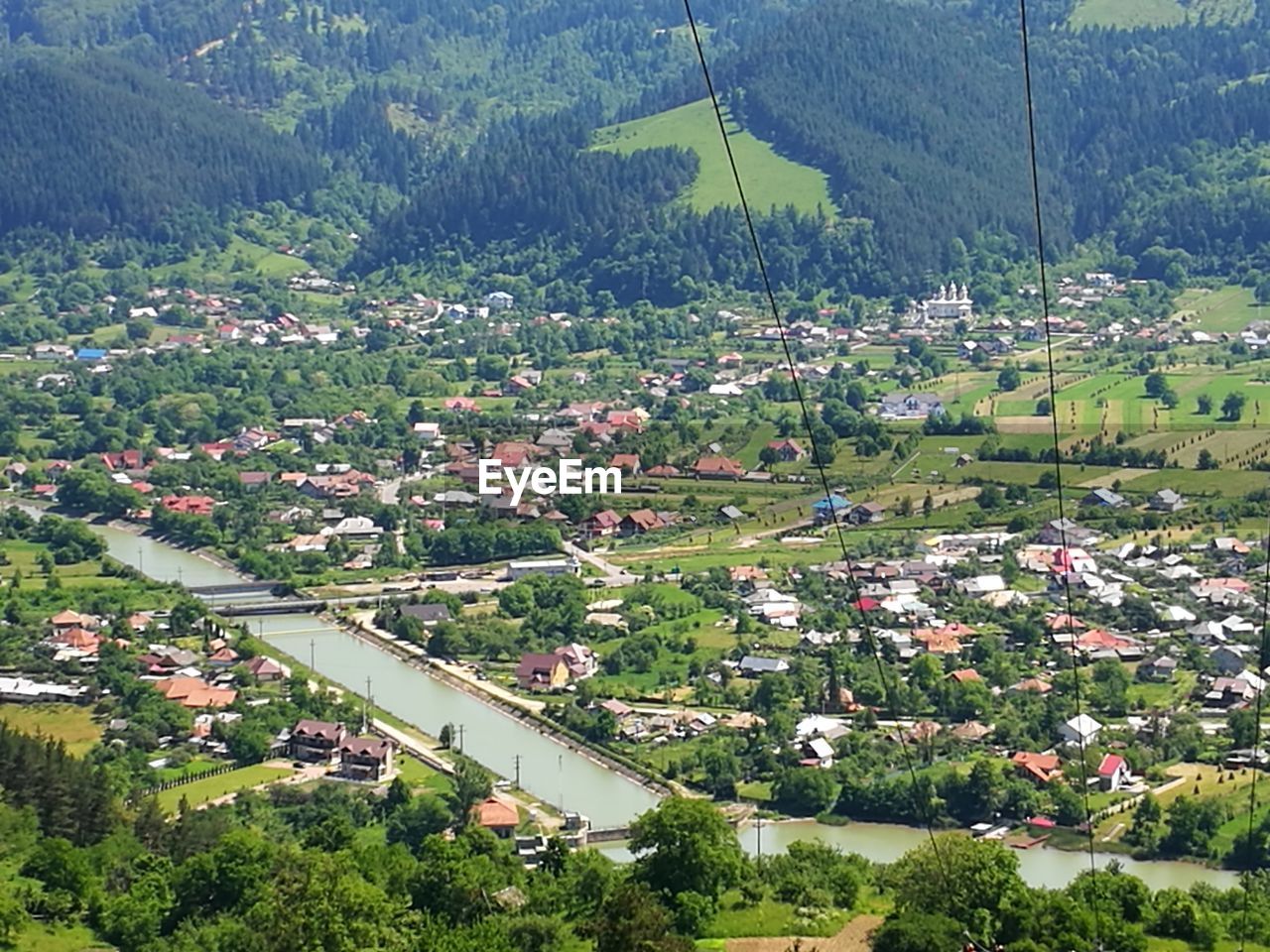 HIGH ANGLE VIEW OF AGRICULTURAL FIELD