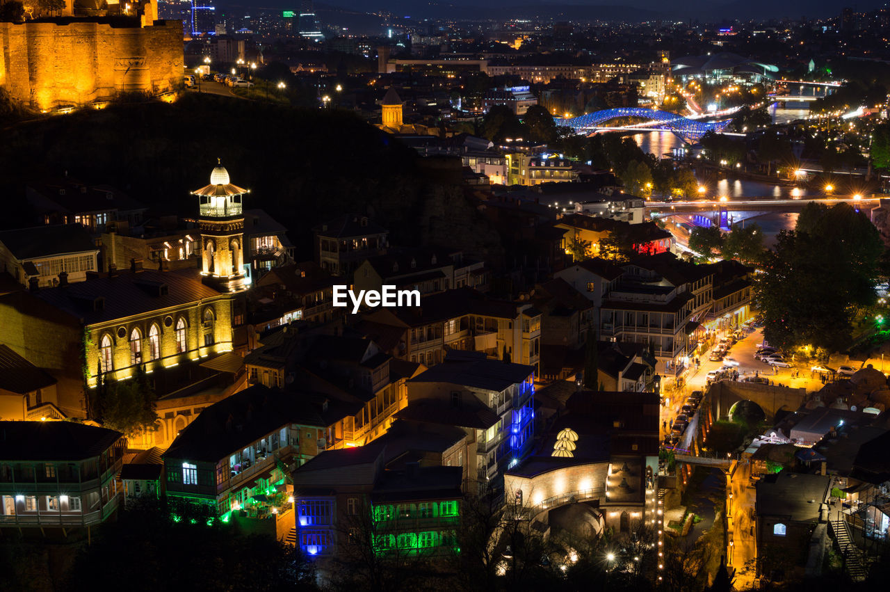 Night time panorama of tblisi, georgia