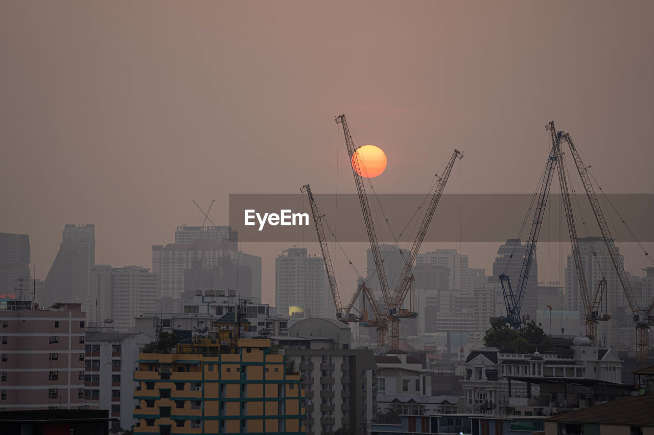 Pm2.5 unhealthy air pollution dust smoke in the urban city bangkok