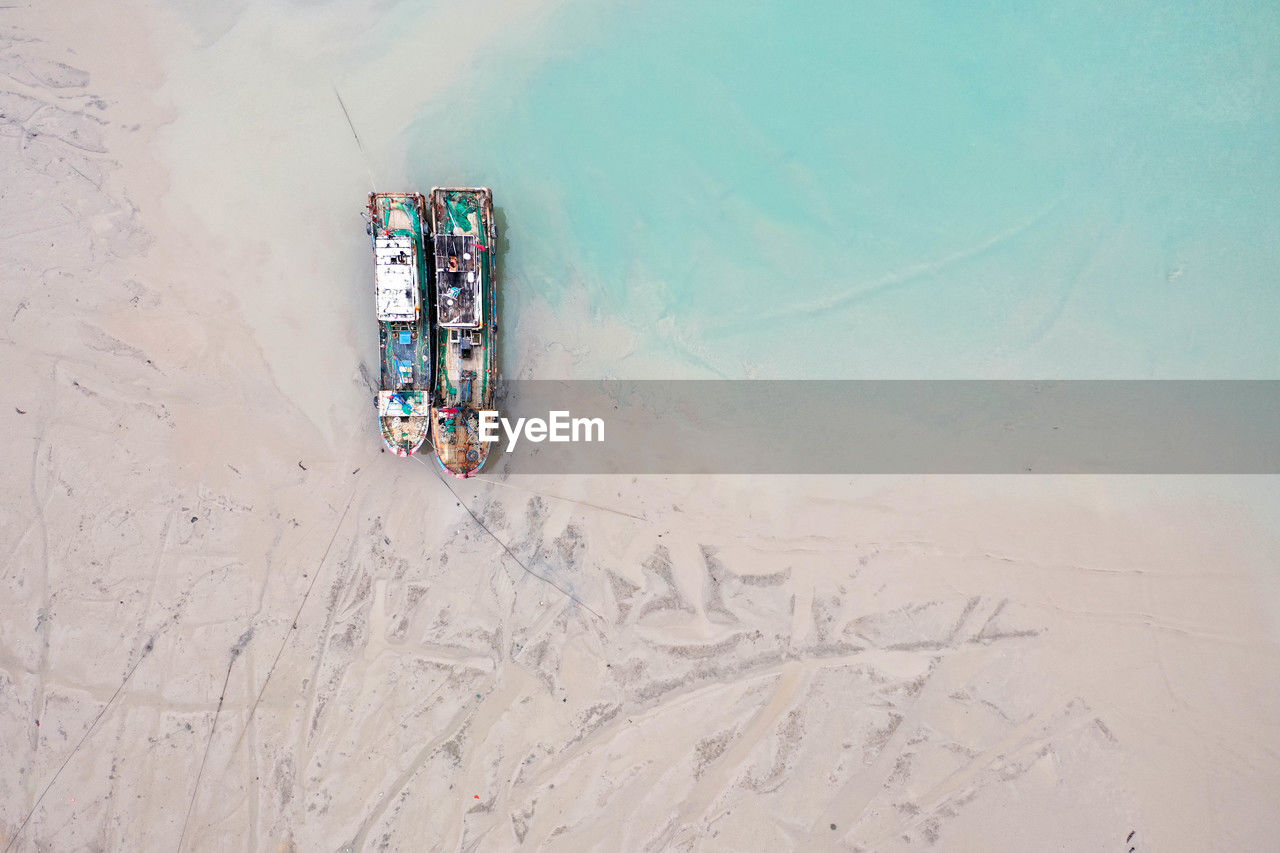 high angle view of people on beach