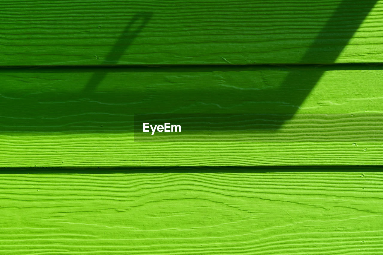 Bright lime green wooden background with shadow of window
