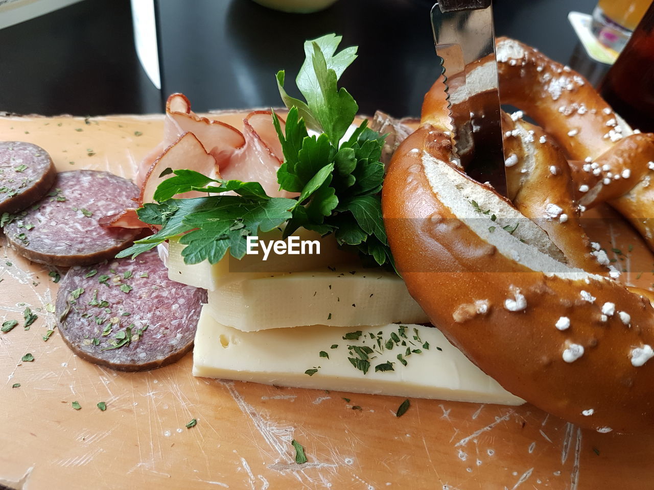 High angle view of food on table