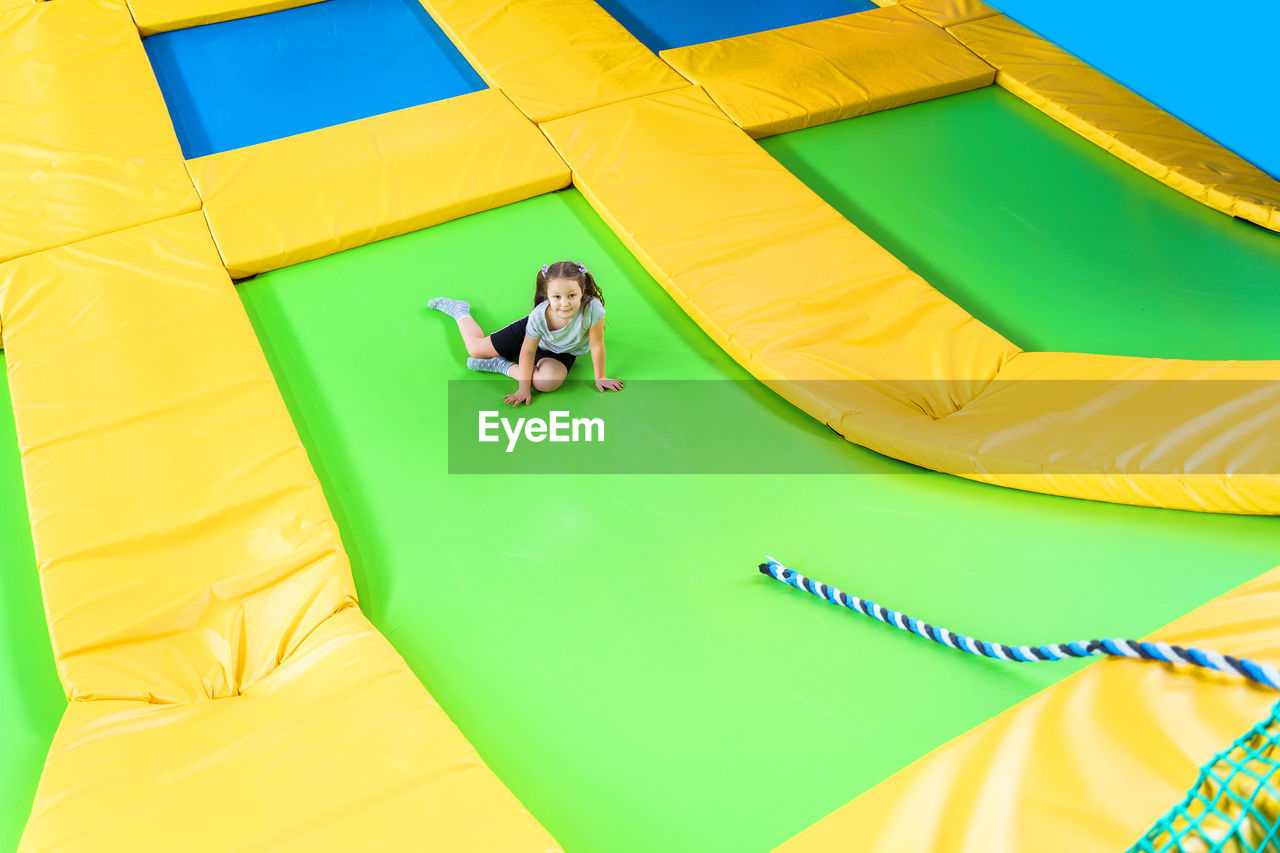 High angle view of woman lying down