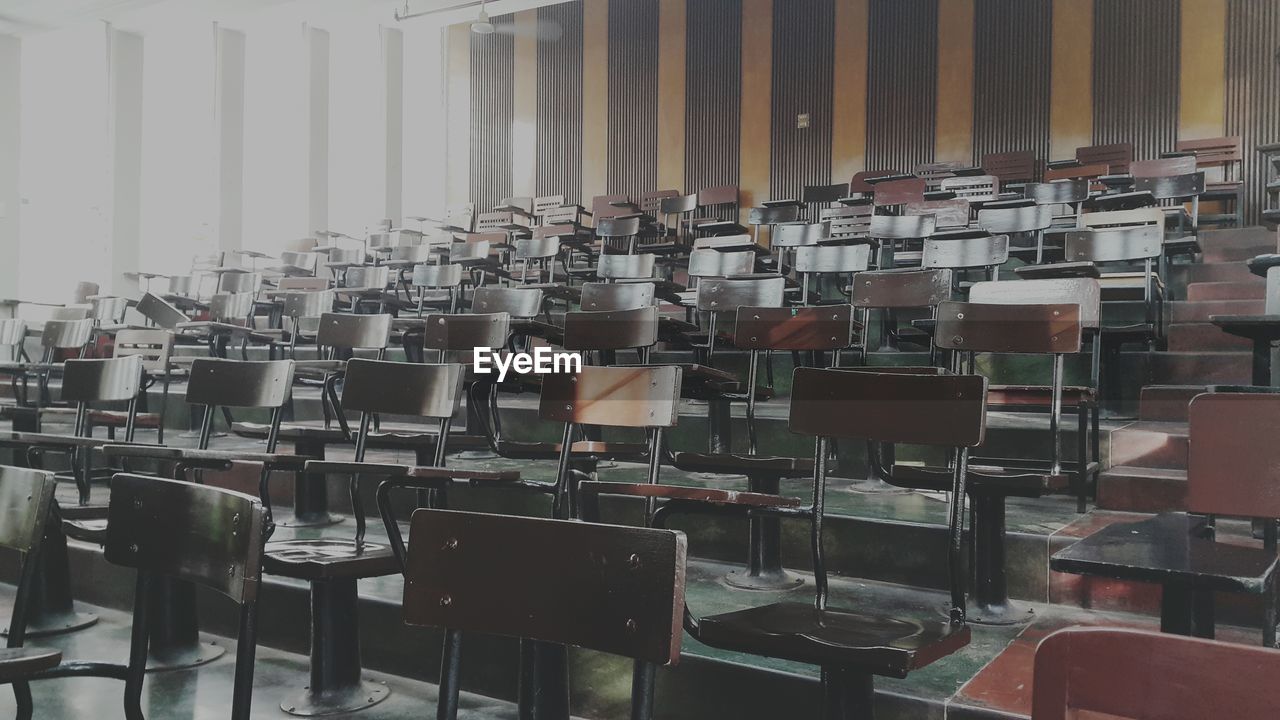 Empty chairs in concert hall