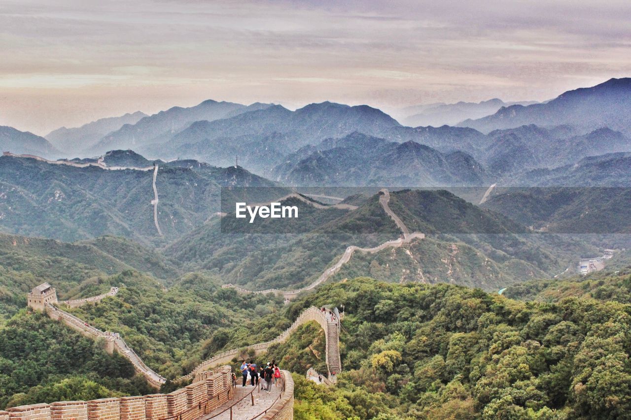 High angle view of mountains against sky