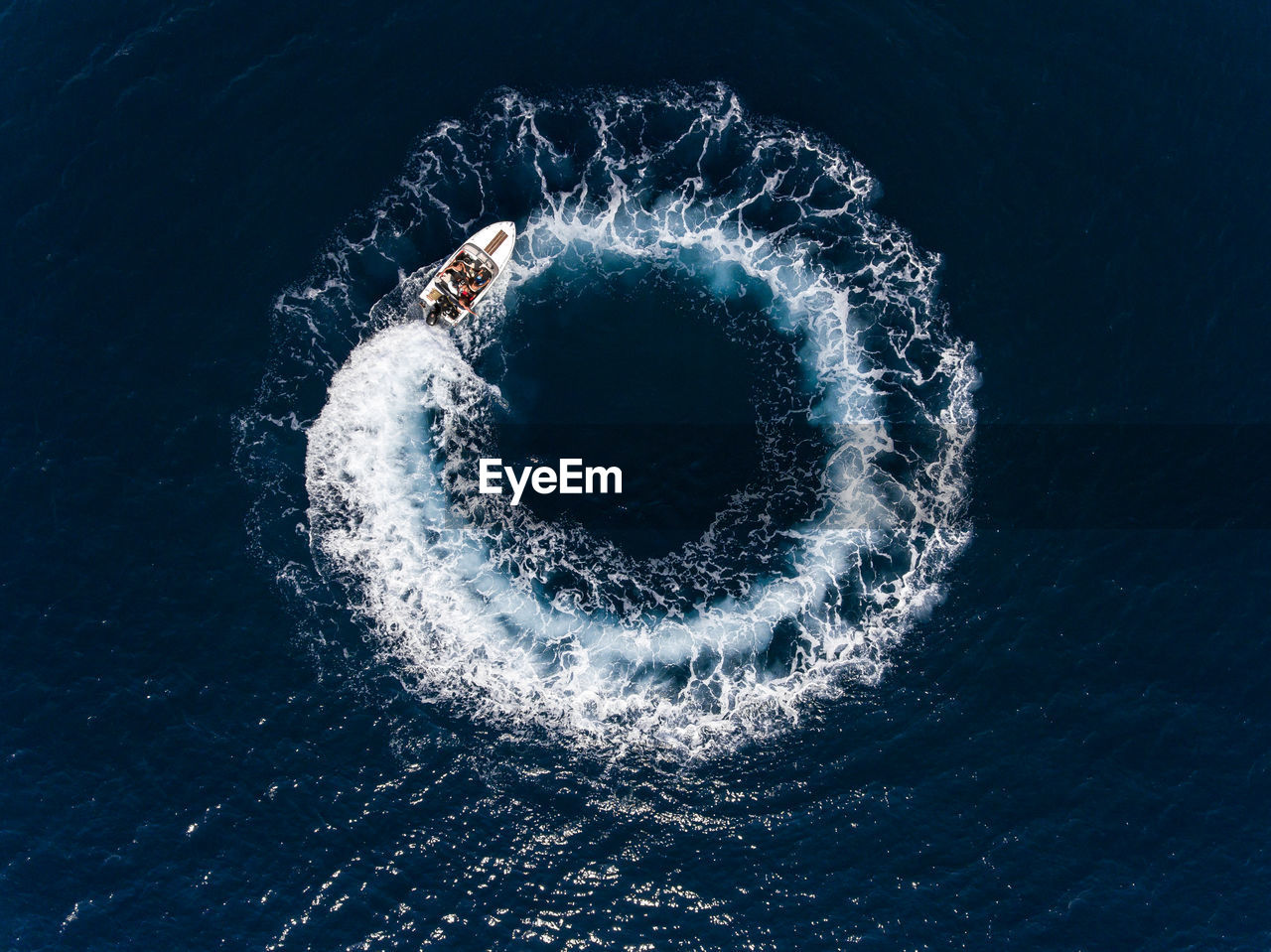 High angle view of boat on sea