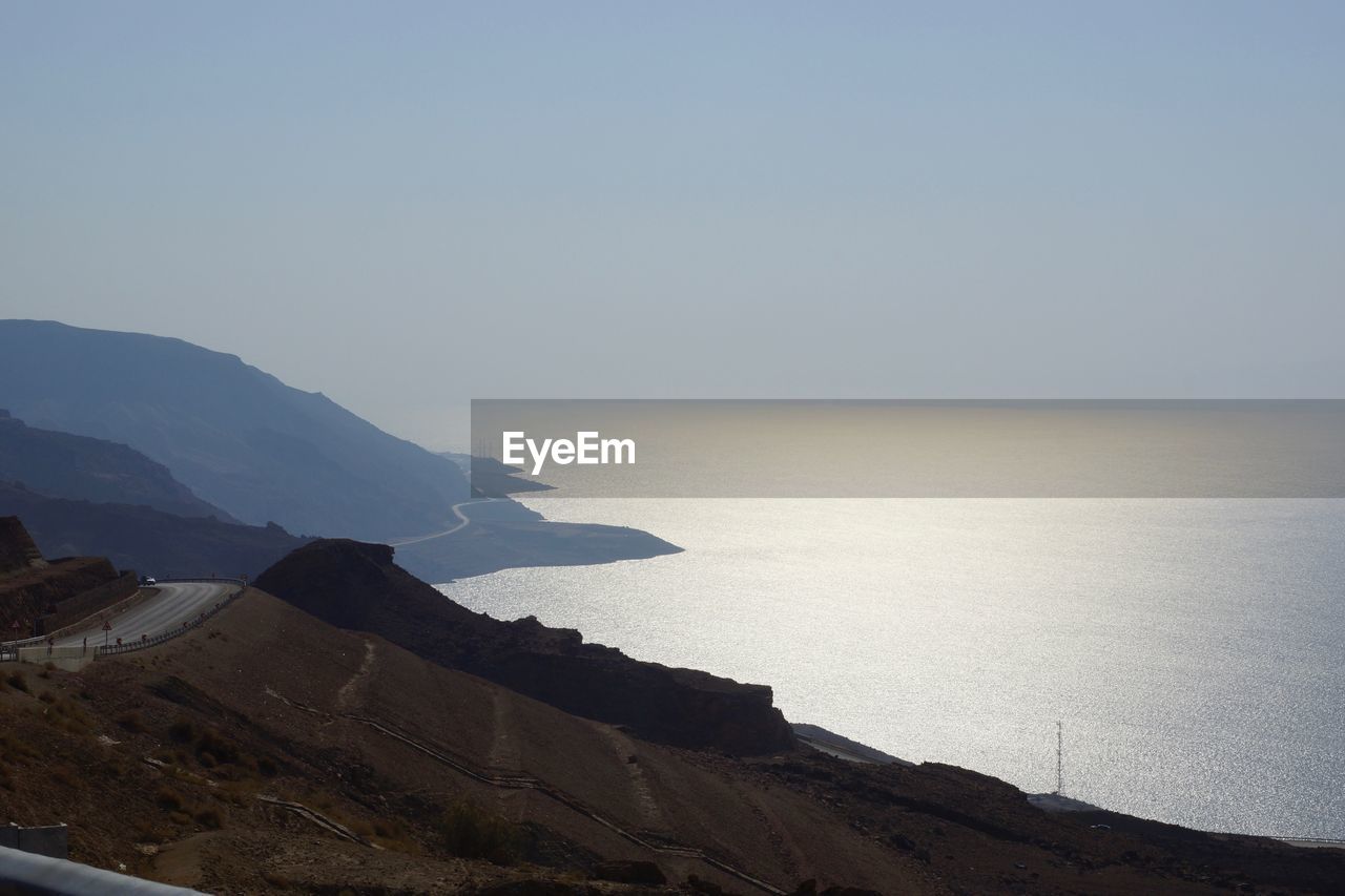 Scenic view of sea against clear sky