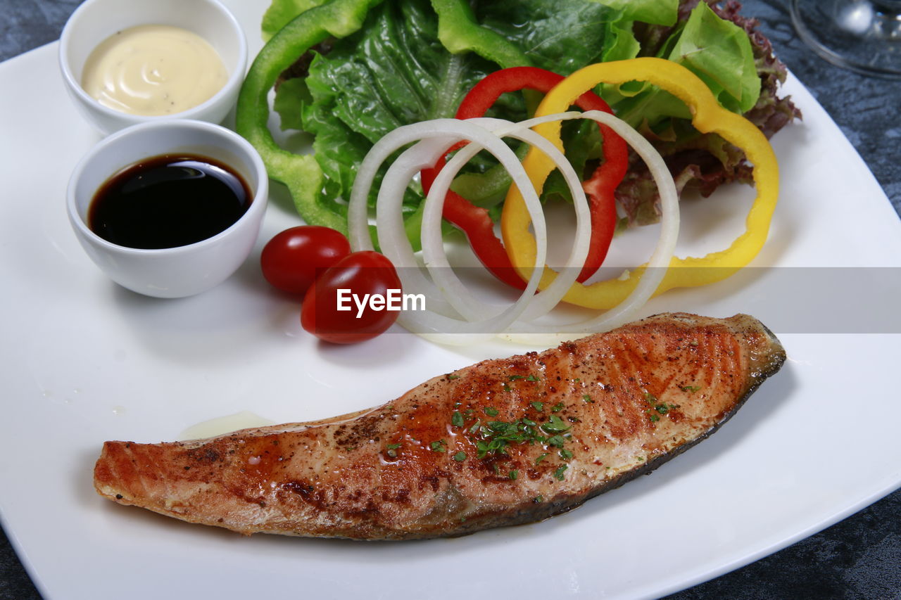 Studio shot on fish steak for commercial european food