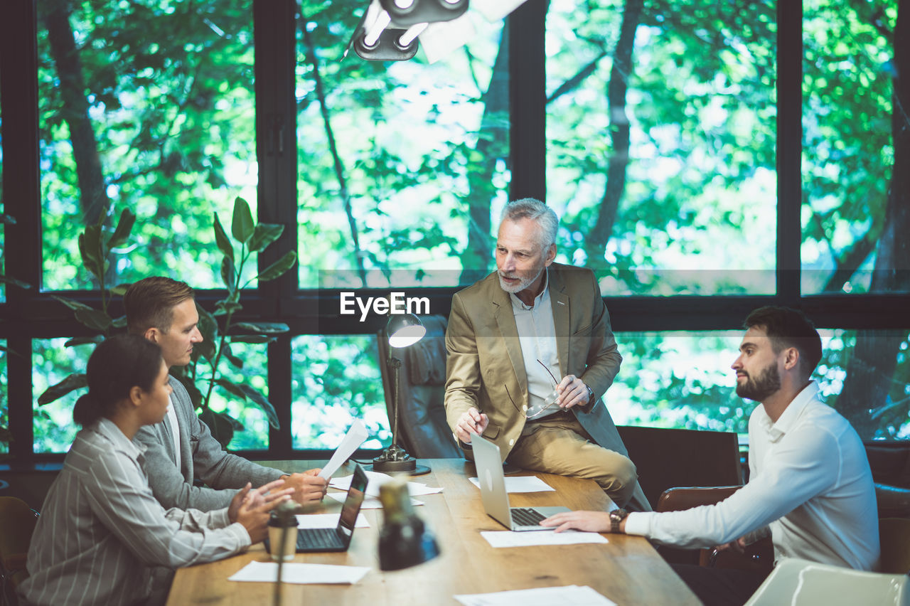 business colleagues working on table