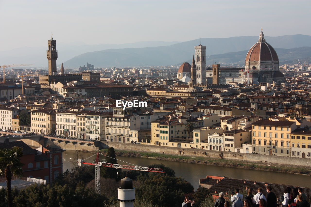 Panorama of the roofs of the city of florence, the tuscan capital, seen from the top of a small hill