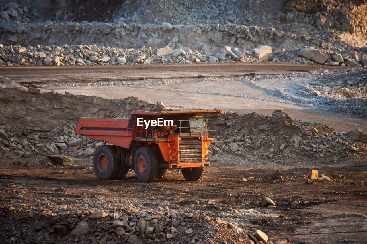 High angle view of truck at construction site