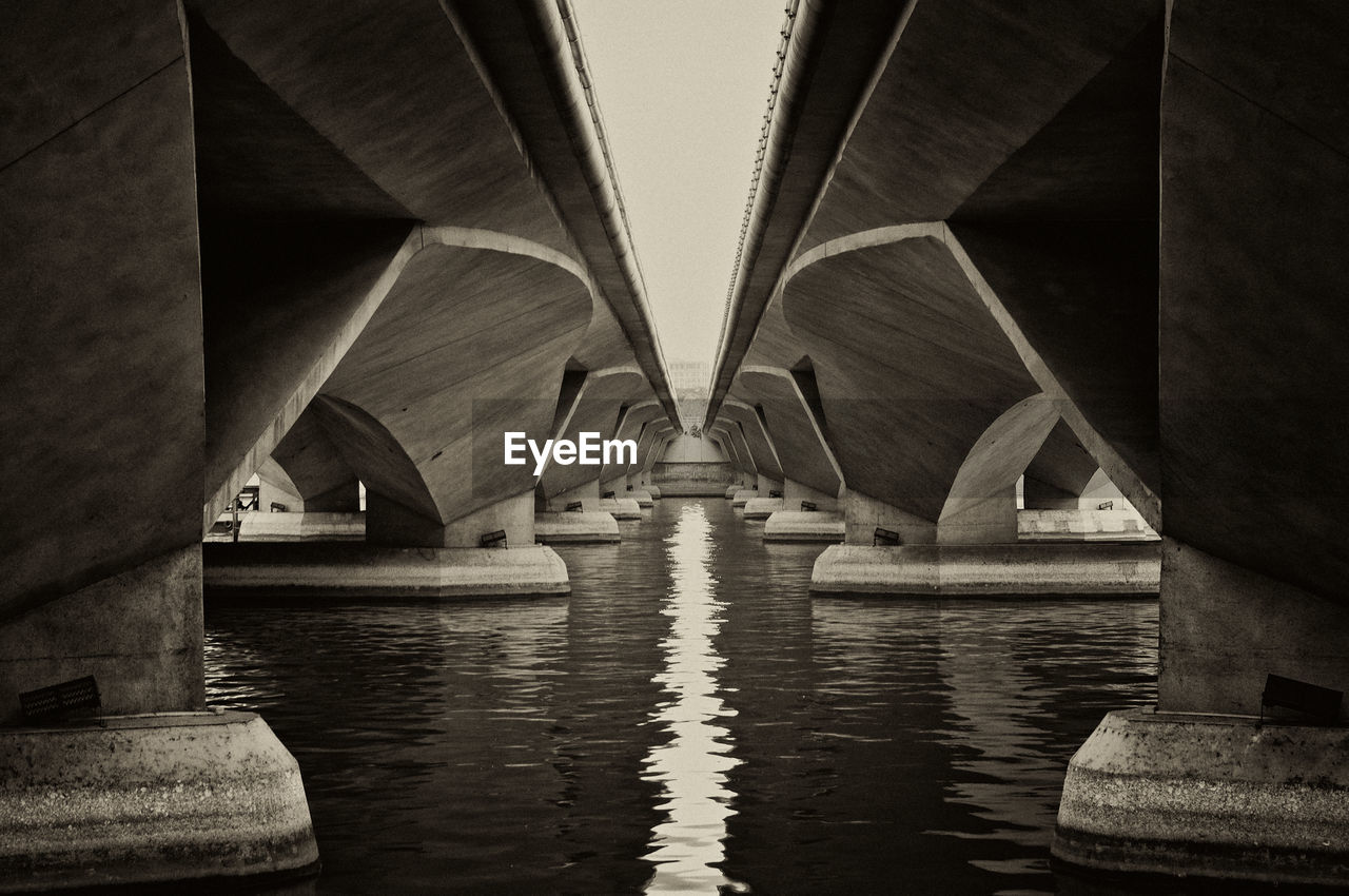 Reflection of bridge in water