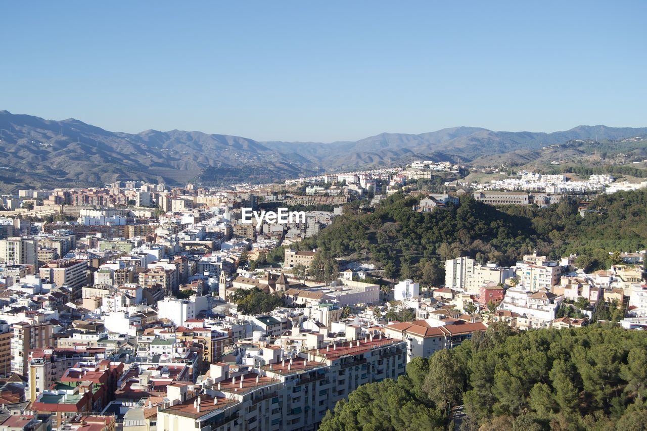 High angle view of townscape against sky