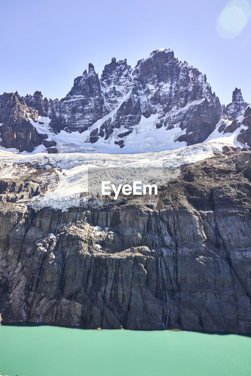 Scenic view of frozen lake against mountain