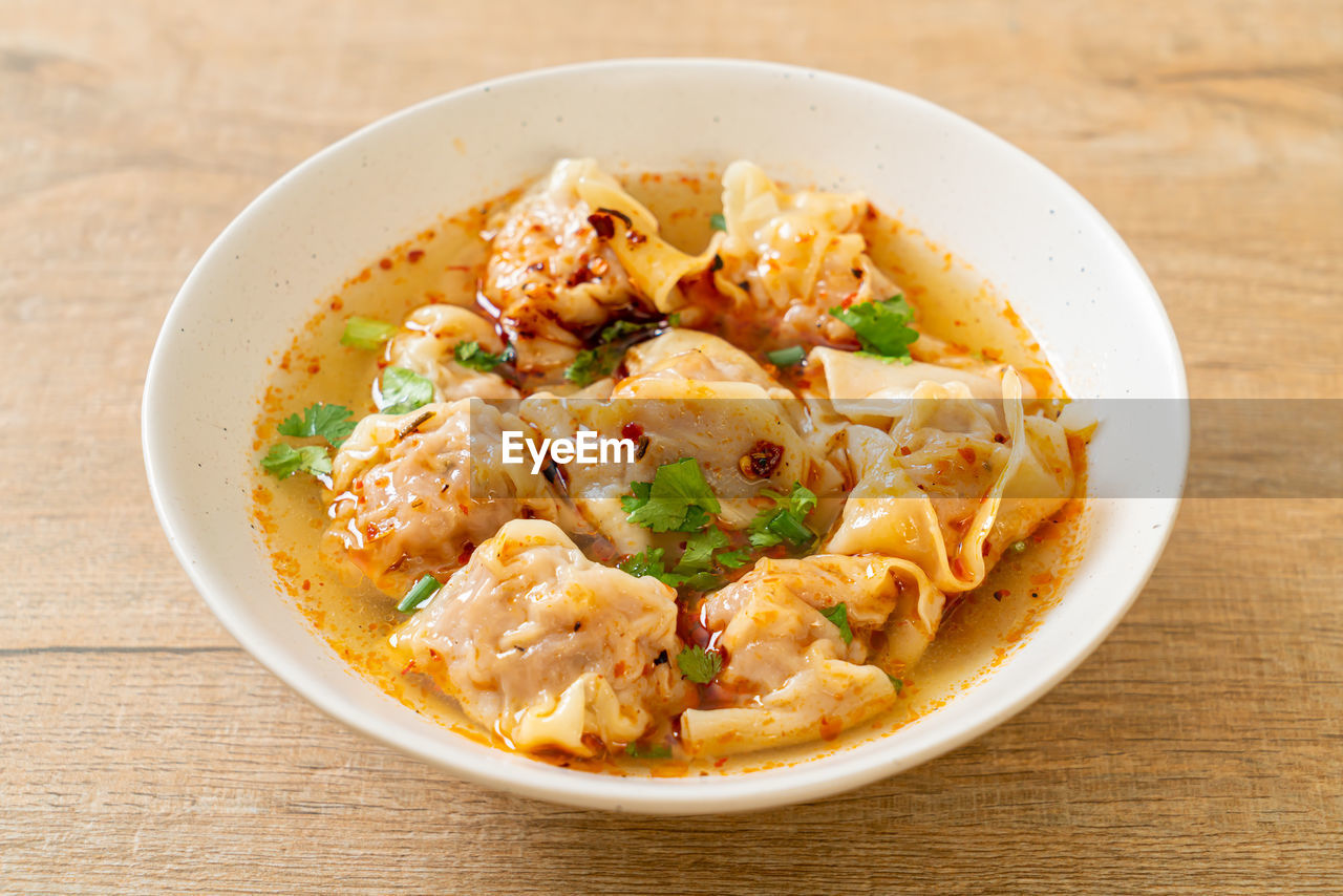 directly above shot of food in bowl on table