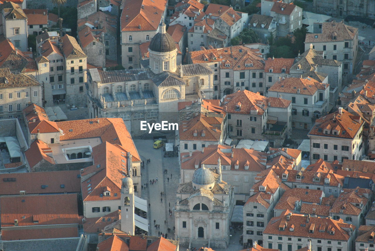 High angle view of houses in town dubrovnik