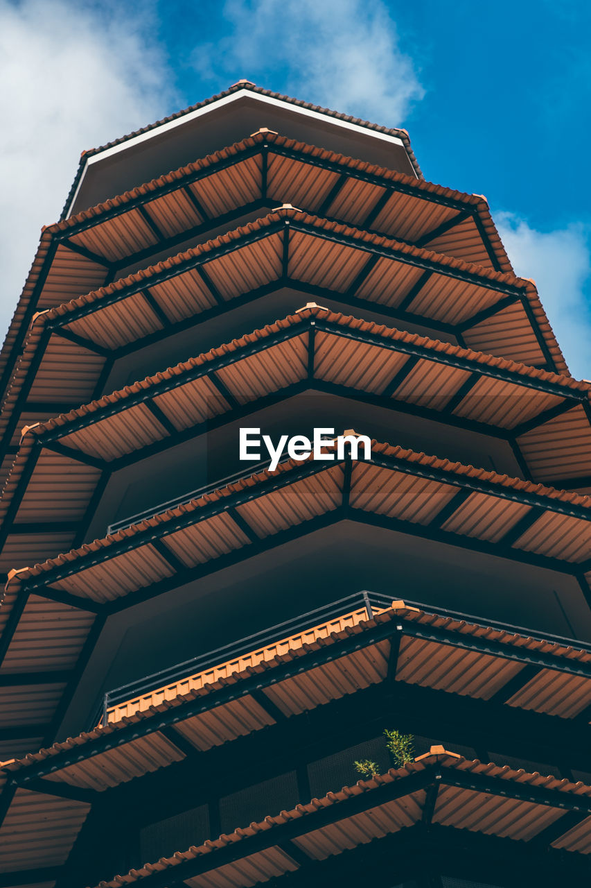 Low angle view of modern building against sky