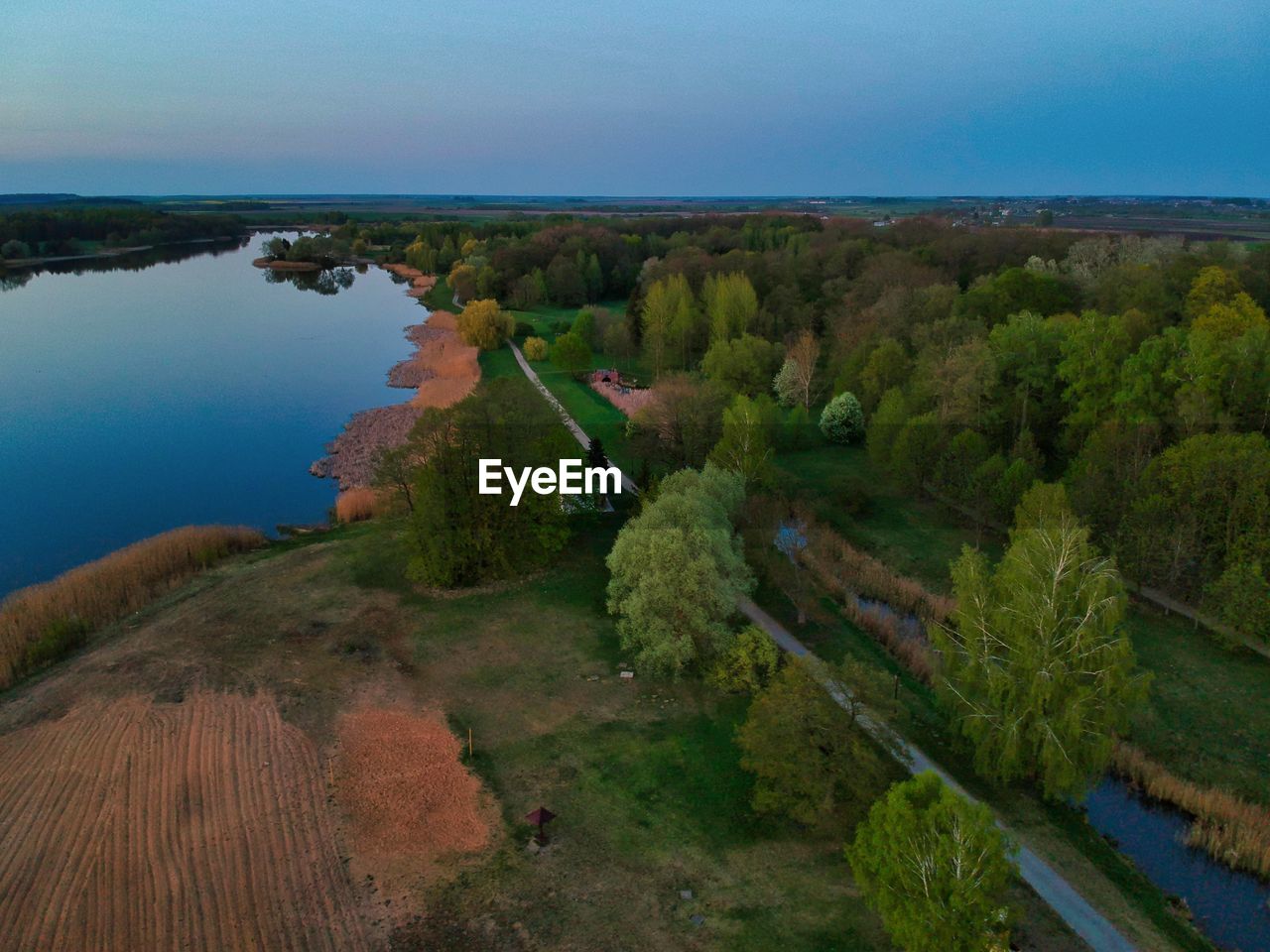 HIGH ANGLE VIEW OF TREES AND LAND AGAINST SKY