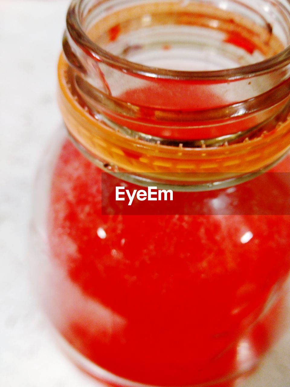 Close-up of drink in jar on table