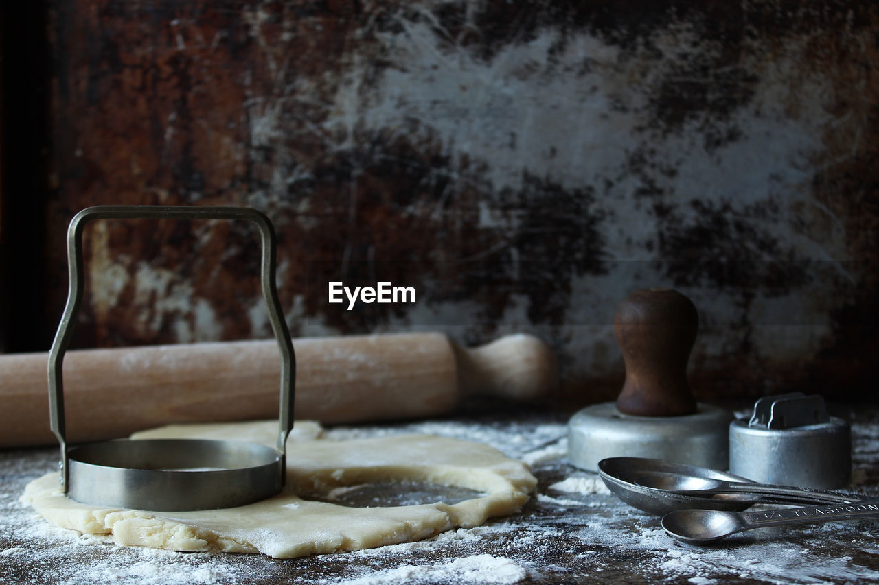 Close-up of dough on table