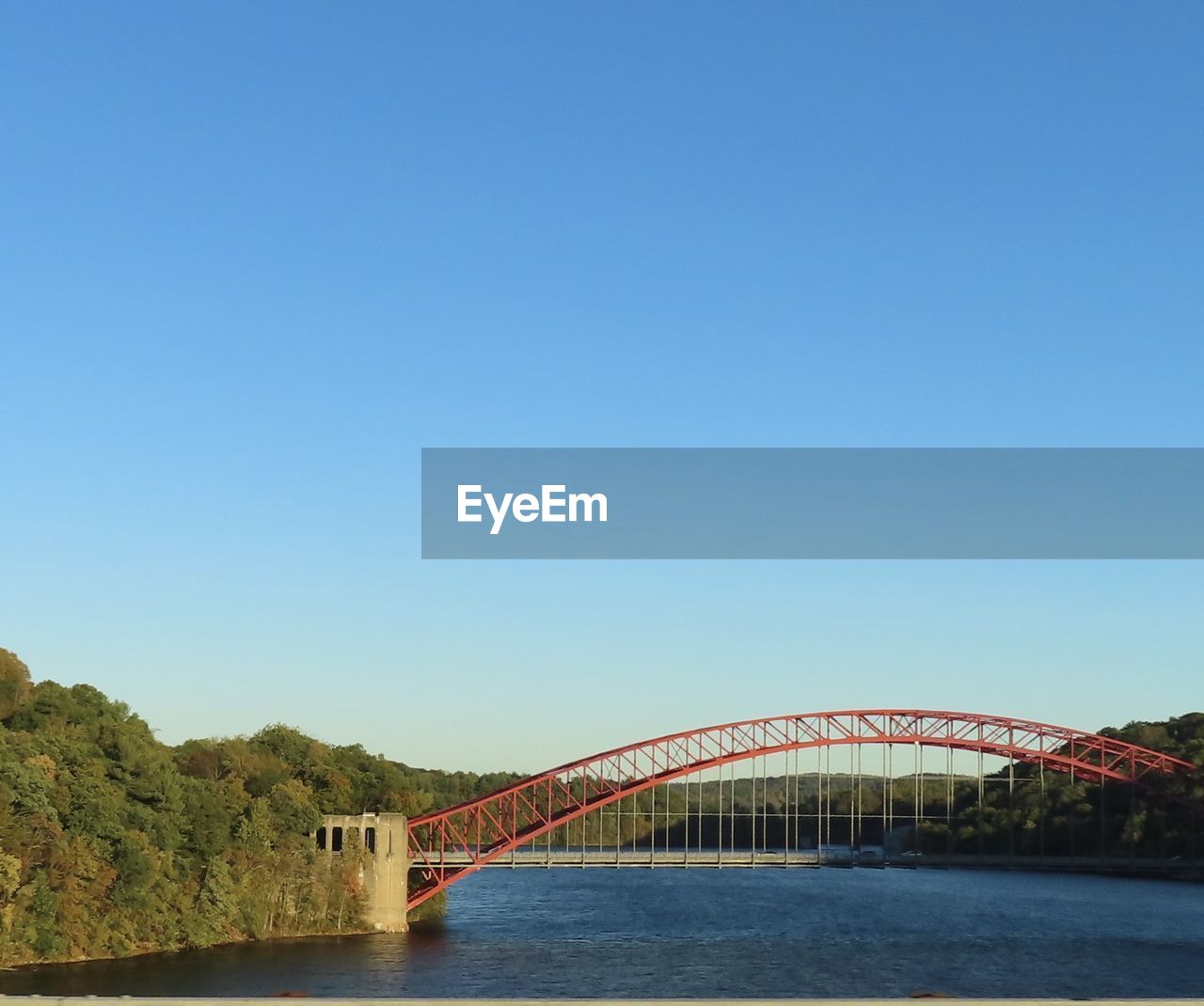 BRIDGE OVER RIVER AGAINST CLEAR SKY