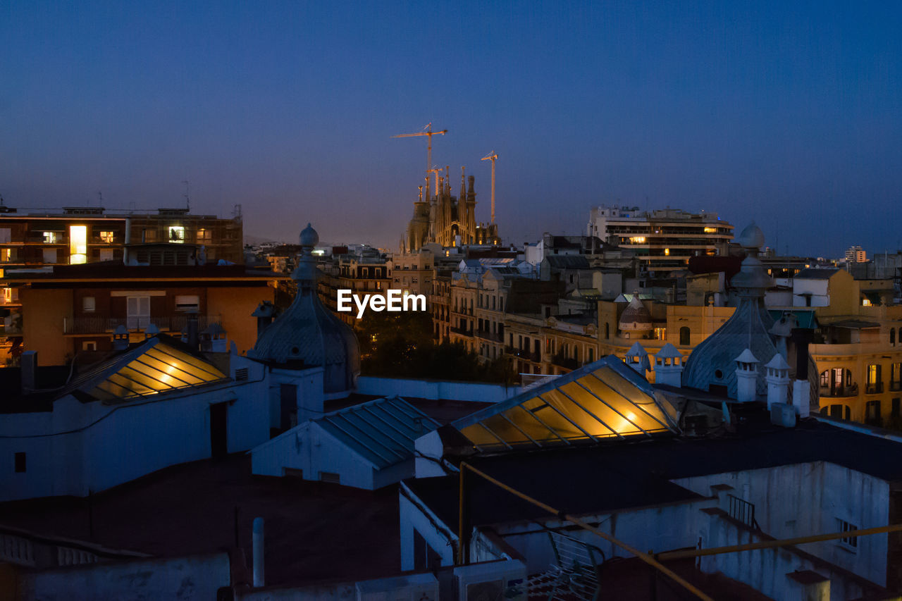 View of city at night