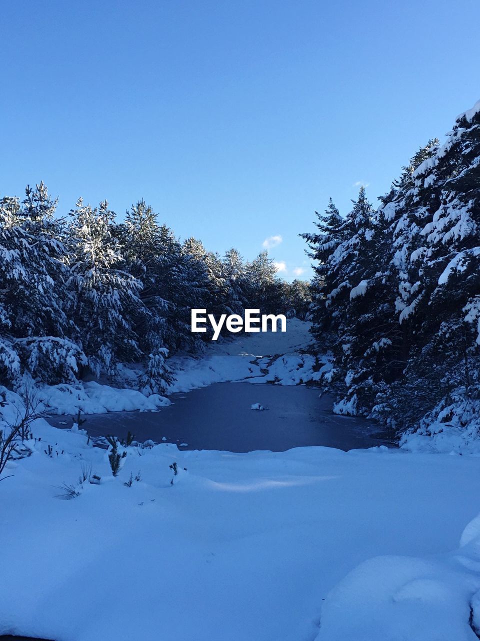 Scenic view of snow covered mountain against clear sky