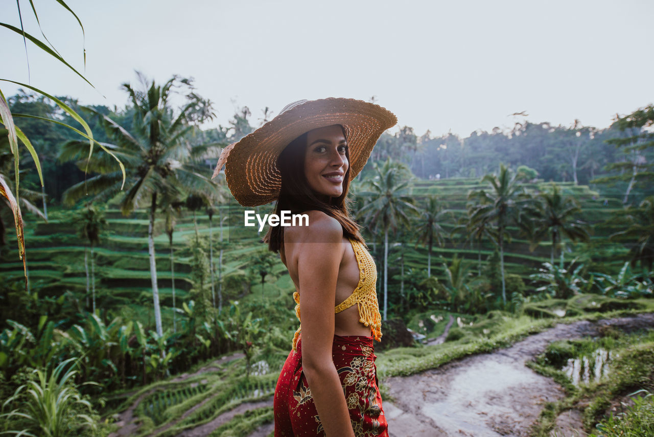 Young woman at rice terrace