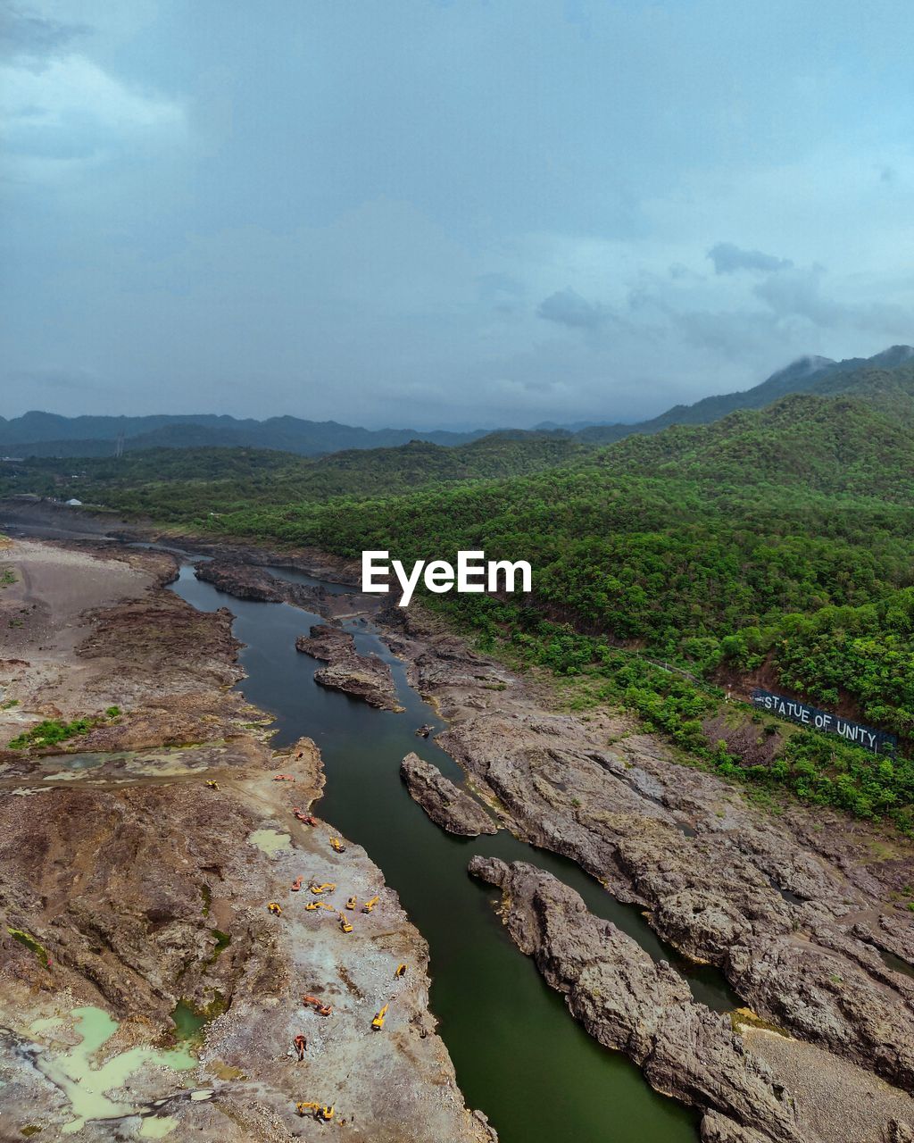 Scenic view of river against sky landscape voew from statue of unity
