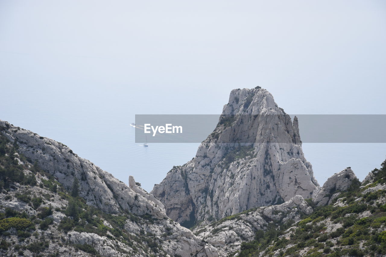 Low angle view of mountain against clear sky