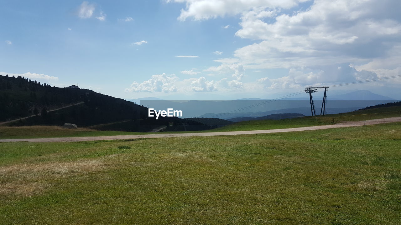 SCENIC VIEW OF LAND AND MOUNTAINS AGAINST SKY