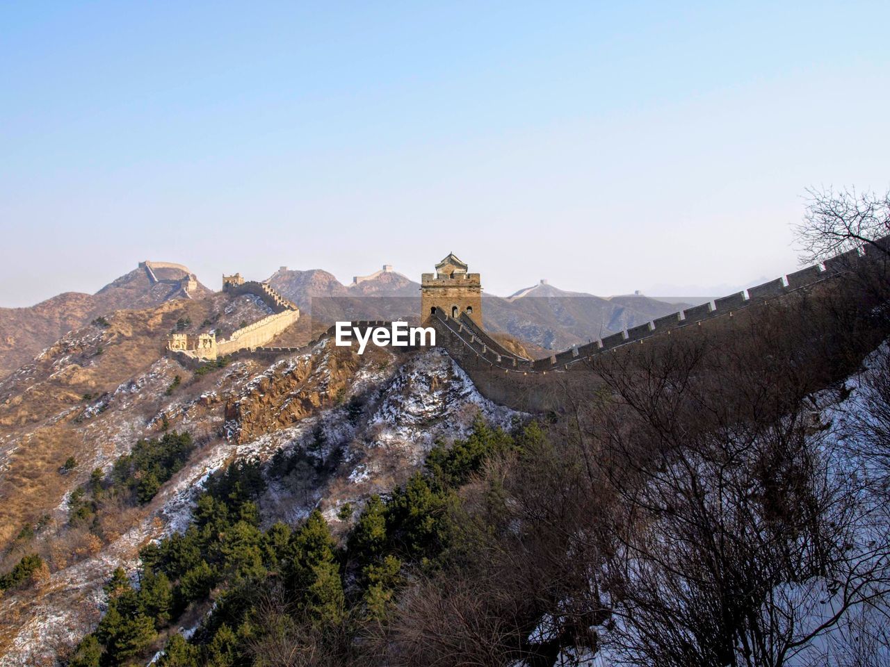 View of great wall on the mountain 