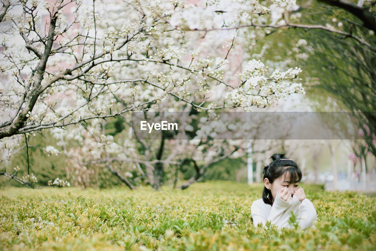 View of woman in field