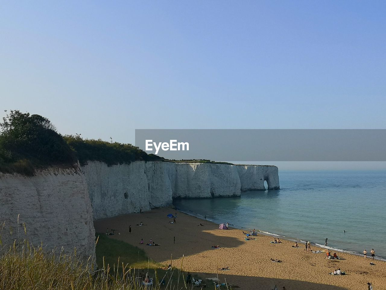 Scenic view of sea against clear sky