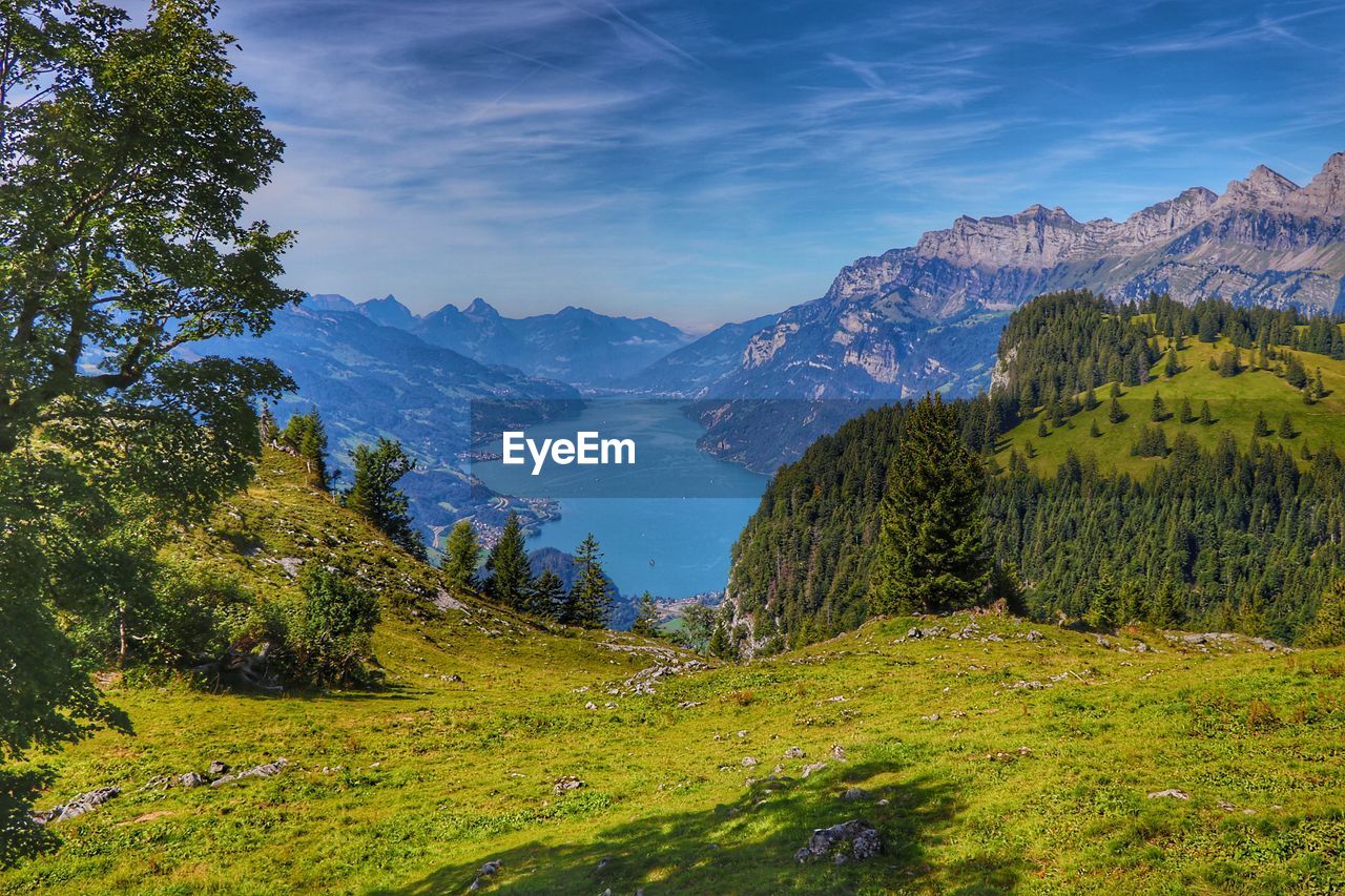 Scenic view of mountains against sky